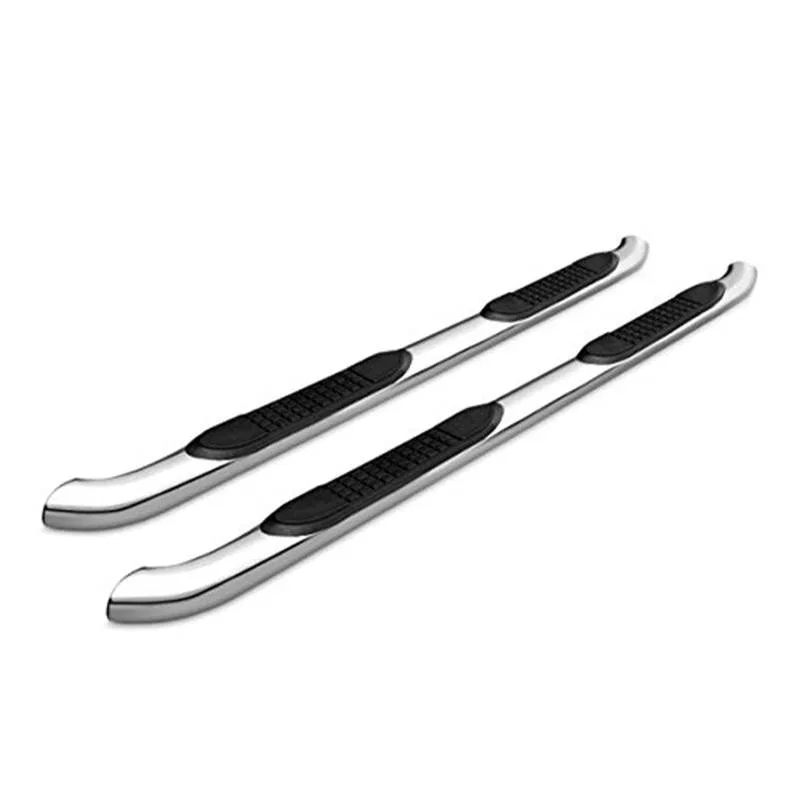 9B93904SS – BLACK HORSE Nerf Bar, With Step Pads 3 Inch Round Bent Polished Stainless Steel Body Panel Mount